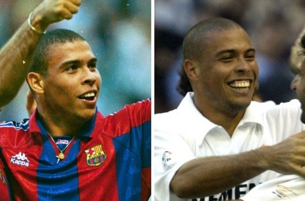 رونالدوی برزیلی تنها یک فصل (97-1996) برای بارسا بازی کرد اما وقتی در سال 2002 به رئال پیوست، هواداران آبی و اناری ها را حیرت زده کرد. او چهار سال و نیم عضو رئال بود و در کنار رائول، زوج خطرناکی را تشکیل داد.