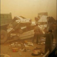 تصادفات شدید در اهواز به علت هجوم ریزگردها+تصاویر