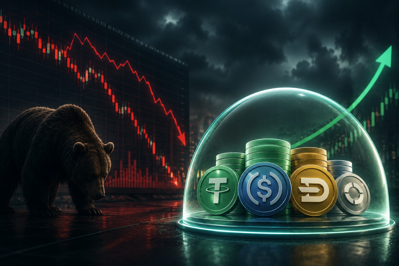 خرید استیبل کوین در زمان ریزش بازار توسط تریدرها